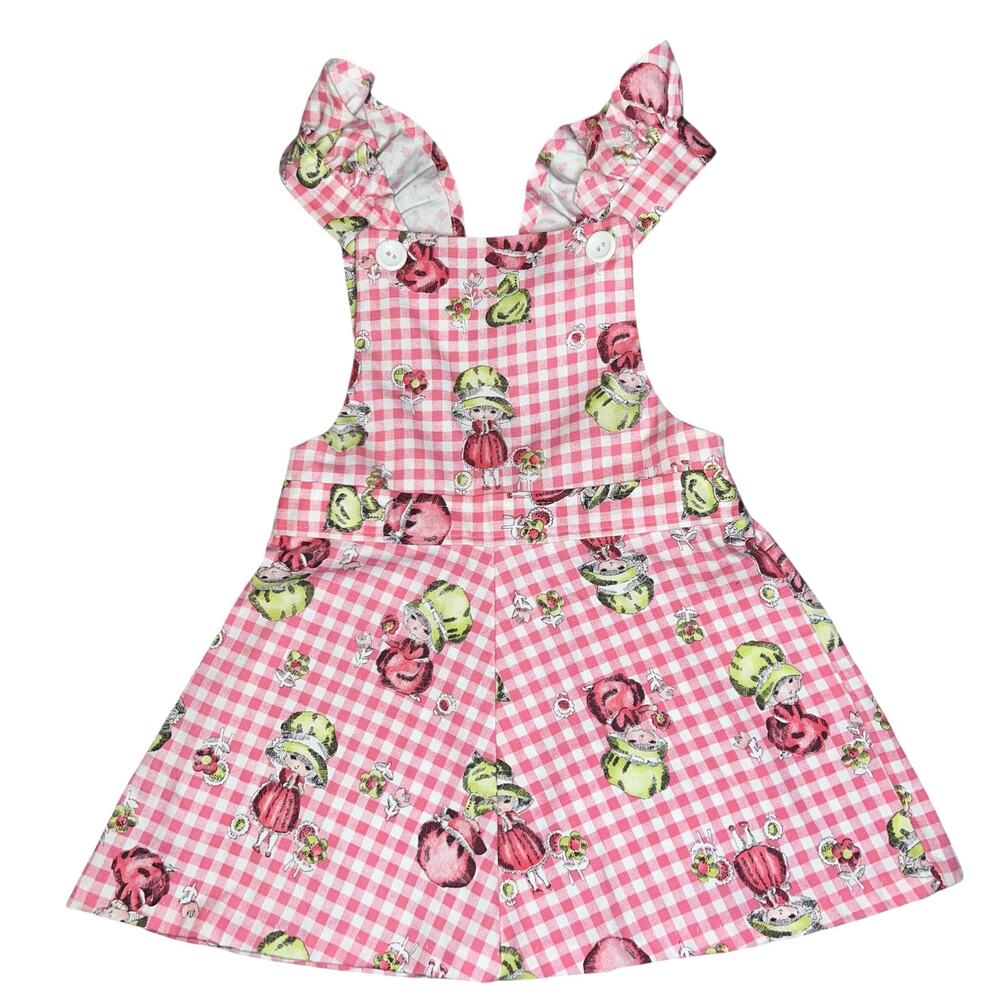 Healthtex vintage 70s Pinafore jumper dress Pink & white gingham girls size 4